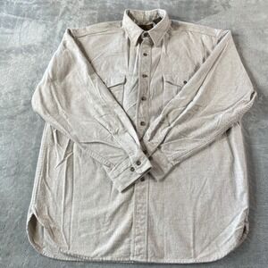 Vintage Eddie Bauer Flannel Shirt Men Large Beige Outdoor Camping Casual Holiday